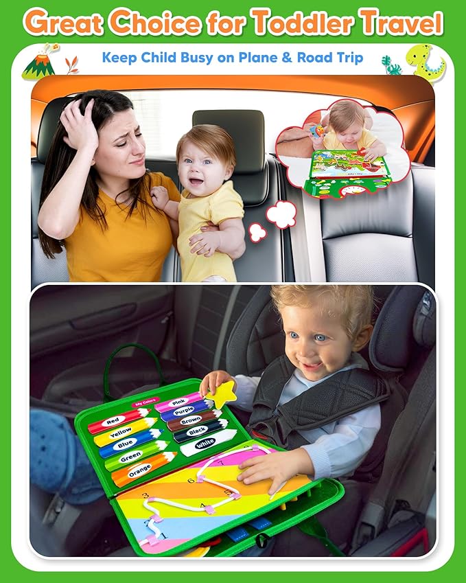 Gojmzo Busy Board Montessori Toys for Toddler Year Old Boy Girl Birthday Gifts, Busy Book Sensory Toys for Toddlers, Learning Educational Toddler Travel Activities