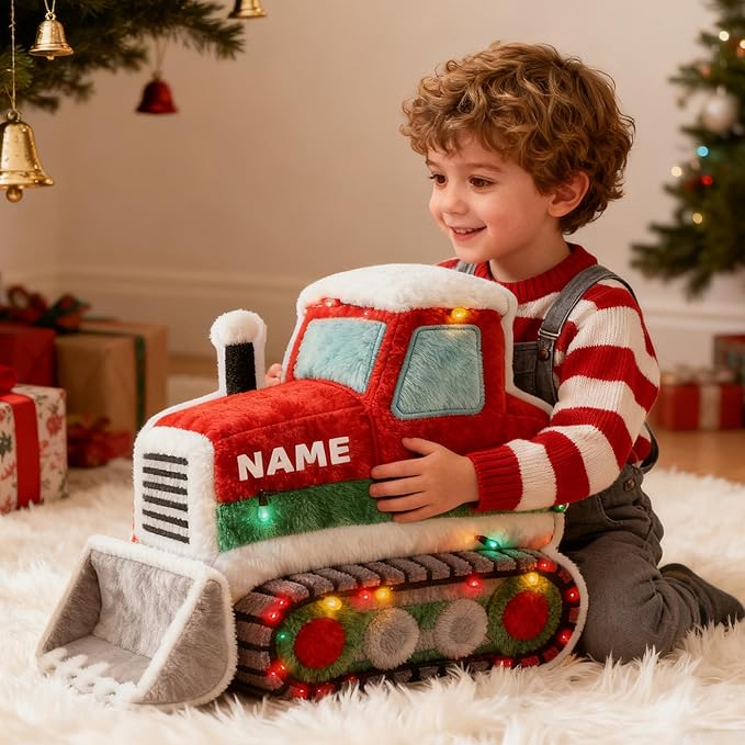 Custom Bulldozer Shaped Pillow Cute Personalized Name Plush Doll, Double-Sided Construction Engineering Vehicle Pillow for Kids, Birthday gifts for Boys and Girls Sofa Decorative Pillows 8-32in