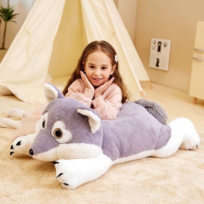 IKASA Giant Wolf Stuffed Animal Plush Toy, 30" Large Jumbo Plushie Toys for Kids Girls Boys