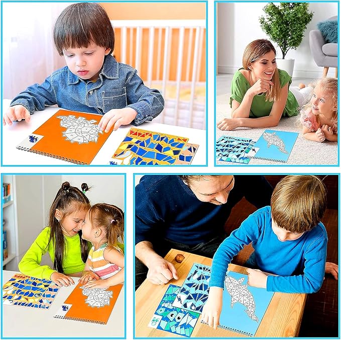 Sticker by Number for Kids Ages 4-8, 8-12 Stickers for Kids Animals Ocean Horse Dinosaurs Sticker Paint Puzzle Activity Books for Kids Girls Boys Birthday Party Favors Travel Toys