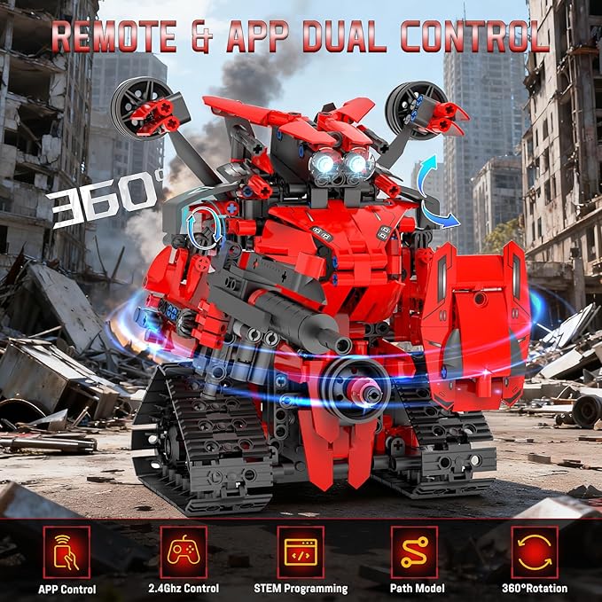 STEM Building Kits for Kids 6-14, 5in1 App & Remote Control STEM F1/Car/Robot Building Toys, Formula 1 Model Car Kits, 785 Pcs Robot Building Sets for Kids, Erector Sets Gifts for Boys Girls