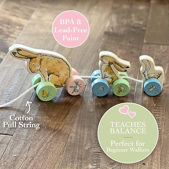 Kids Preferred Guess How Much I Love You Wooden Pull Toy Characters from The Book in 3 Segments 5 inches Tall Classic Toy for Toddlers and Kids
