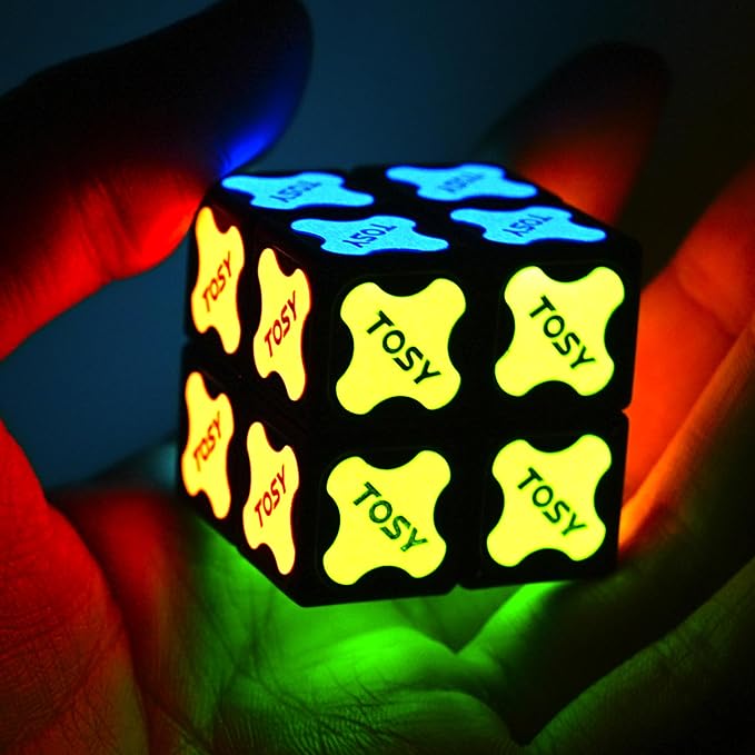 TOSY Magnet Cube 2x2 - 8 Blocks, 2in1 Toy: 2x2x2 Puzzle Cube and Customizable Infinity Cube, Glowing, Christmas Stocking Stuffers Gift for Kids/Grankids, UV Flashlight, Sensory/STEM Toy