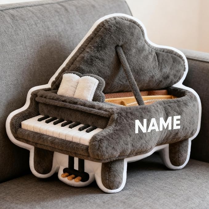Custom Piano Shaped Pillow Cute Personalized Name Plush Doll, Double-Sided Construction Engineering Vehicle Pillow for Kids, Birthday Gifts for Boys and Girls Sofa Decorative Pillows 8-32in