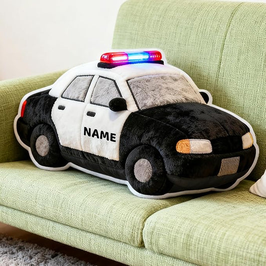 Custom Police Car Shaped Pillow Cute Personalized Name Plush Doll, Double-Sided Construction Engineering Vehicle Pillow for Kids, Birthday gifts for Boys and Girls Sofa Decorative Pillows 8-32in