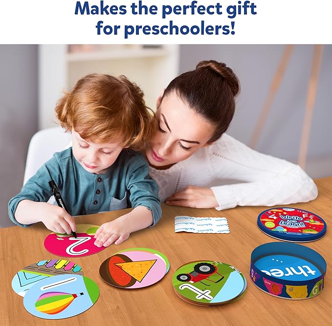 Skillmatics Write & Learn Reusable Cards for Toddlers - Letters, Numbers, Patterns & Shapes, Travel Game, Preschool Learning, Gifts for Kids Ages 3, 4, 5, 6