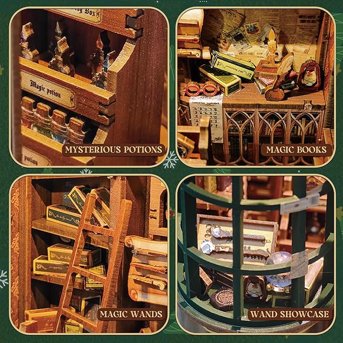 DIY Dollhouse Kit, Victorian Style Miniature Store with LED Lights,Wooden Charmcraft Magical Wand Shop，Personalized Customized Gift