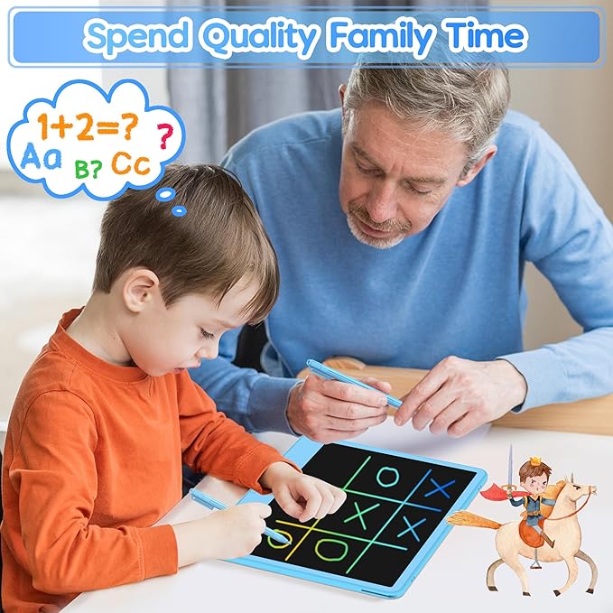 Hockvill LCD Writing Tablet 12 Inch, Toys for Boys Girls Drawing Pad for 3 4 5 6 7 Year Old Kids Toys, Toddler Erasable Doodle Board Travel Essentials, Children’s Day Christmas Gift for Kids - Blue