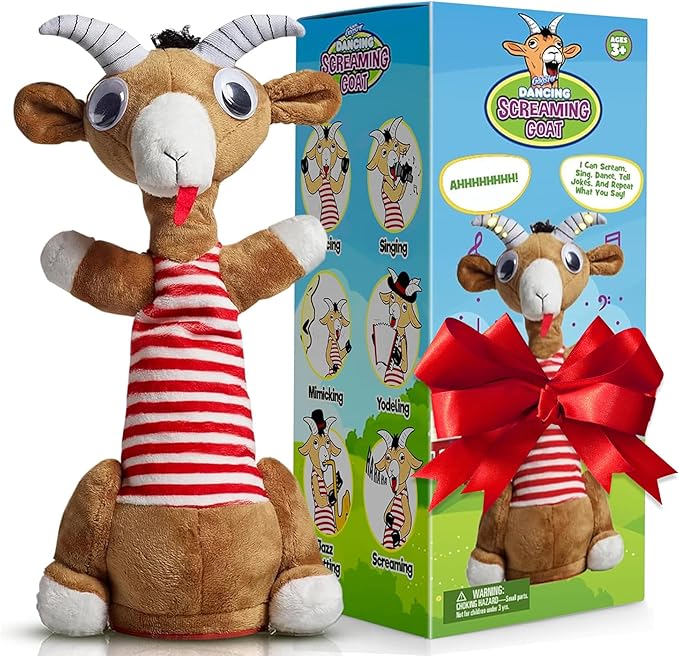 Gagster Screaming Goat Dancing Toy – Mimicking Toy for Kids – Repeats What You Say, Singing & Talking – Electronic Yodeling – Funny White Elephant Gag Gift for Anyone Who Loves Talking