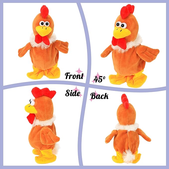 Hopearl Talking Chicken Repeats What You Say Walking Chick Electric Interactive Animated Toy Speaking Plush Buddy Gifts for Toddlers Thanksgiving Day, 9''
