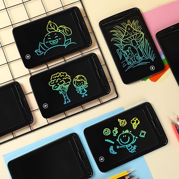 Zhehao 12 Pcs LCD Writing Tablet for Kids Colorful Drawing Doodle Board Drawing Tablet Erasable Reusable Electronic Draw Pad Gift for Boy Girl Xmas Educational Learning(6.5 Inch Screen,Dark Color)
