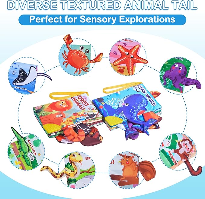 Baby Books 0-6 6-12 Months,Crinkle Books for Baby,Infant Tummy Time Toy High Contrast Sensory Book for Babies,Newborn Stocking Stuffers,Infants Soft Book, Bath Books for Babies Teether Toy