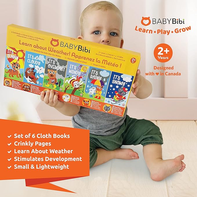 Cloth Books (Set of 6). High Contrast Soft Books. Black and White Images Encourage Infant Development – Suitable for Babies and Toddlers from 3 Months (Seasons)