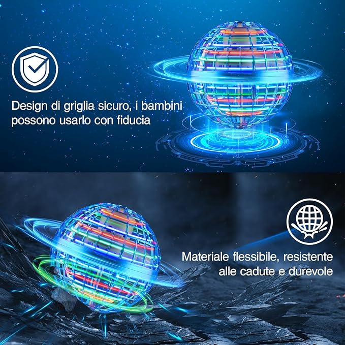 Flying Orb Ball Toys 2024, Soaring Hover Boomerang Spinner Hand Controlled Mini Drone Cosmic Globe Spinning Kids Adults Outdoor Fly Toy Birthday Gift Cool for Boys Girls 6 7 8 9 10 11 12 Year(Blue)