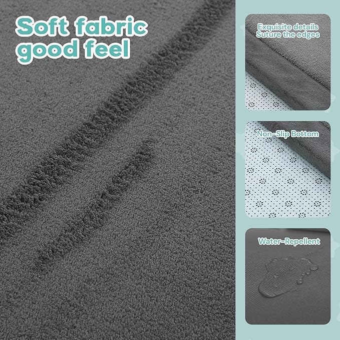 Baby Play Mat for Floor, 50'' x 50'' Thicken Foam Soft Padded Playmat for Tummy Time, Playpen Mat for Toddlers, Water-Repellent Coral Velvet, Non-slip Bottom Safe for Crawling (Dark Grey)