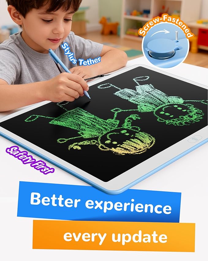 KOKODI LCD Writing Tablet, 20 Inch Colorful Toddler Doodle Board Drawing Tablet, Erasable Reusable Electronic Drawing Pads, Educational and Learning Toy for 3-6 Years Old Boy and Girls(Blue)