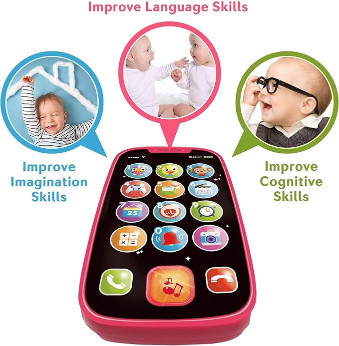 My First Smartphone – Cell Phone Baby Toy, for Toddlers and Young Children – 15 Unique Buttons and Functions, Musical Melodies, Animal Sounds and Number Learning – for 1-Year-Old Kids and Older
