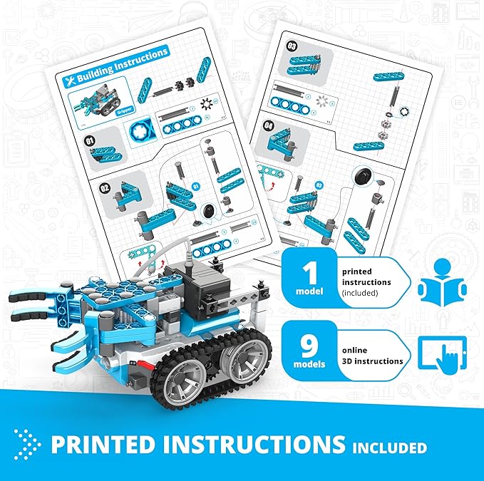 Engino Inventor STEM Robotic Kit, Robotorized GinoBot, Construction Toys for Kids 9+, Building Kit Powered by Motor, Coding STEM Toys, Gifts for Boys & Girls (10 Models to Build)