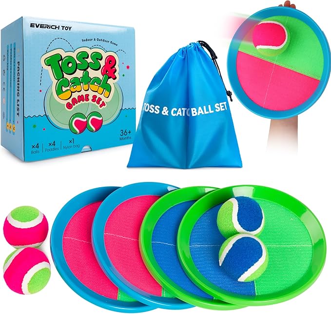 EVERICH Upgraded Toss and Catch Ball Game Set, Outdoor Games for Kids Toys, Stocking Stuffers for Family Games, Beach Pool Yard Christmas Toys Birthday Gifts for Boys Girls 3 4 5 6 7 8-12 Years Old