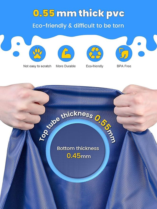 VISTOP Non-Slip Splash Pad for Kids and Dog, Thicken Sprinkler Pool Summer Outdoor Water Toys - Fun Backyard Fountain Play Mat for Baby Girls Boys Children or Pet Dog (107 Inch, Red&Yellow&Green&Blue)