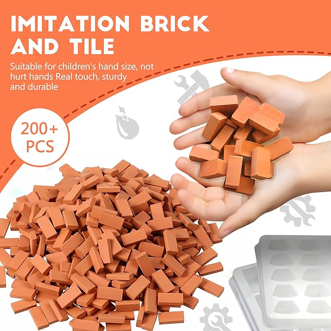 Brick and Mortar Construction Set, DIY House Building Kit for Kids, Realistic Mini Bricks STEM Building Toy, Creative Engineering Toy for Boys and Girls