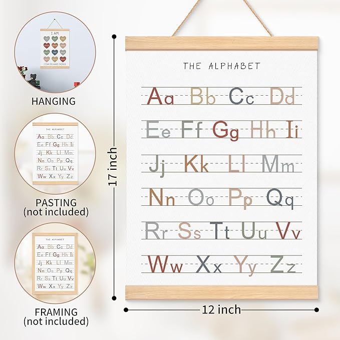 EliteSign Educational Preschool Learning Posters, Animal Alphabet Numbers Poster for Toddlers, ABC Banner Wall Hanging Decor for Classroom Playroom Nursery Kids Room, 12x17 Inch Set of 2
