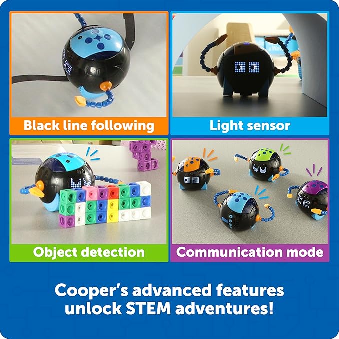 Learning Resources Cooper The STEM Robot - Coding for Kids, Building Toys, Robotics Kids, Montessori Programming, Gifts for Boy and Girls, Classroom Must Haves, Interactive Homeschool Supplies