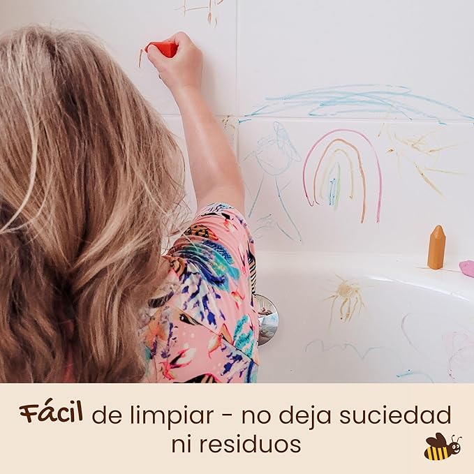 Honeysticks Triangle Bath Crayons Non Toxic (10 Pk) for Toddlers 1-3 and Kids 4-8, Natural Beeswax Crayons, Food-Grade Colors, Fragrance Free, Easy Grip Triangular Shape, Bath Toys for Bathtub, Shower