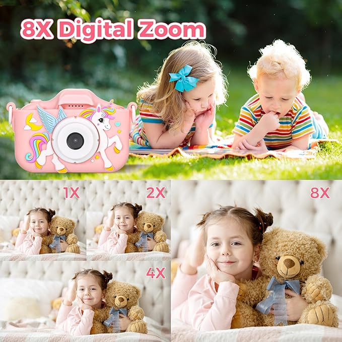 KANAD Kids Camera for 3-12 Year Old Girls, 1080P HD Digital Camera with 32GB SD Card, Shockproof & Easy-to-Use Toys for Camera, Christmas Stuffers Gifts for Kids, Encourage Creativity & Outdoor Play