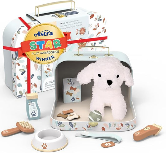 Speedy Monkey My Little Dog Care Suitcase – Includes Plush Dog, Accessories, Snacks, Bowl, Collar & Brush – Perfect Toy for Pretend Play, Travel Adventures, and Pet Care Fun – Ages 3-6 Years