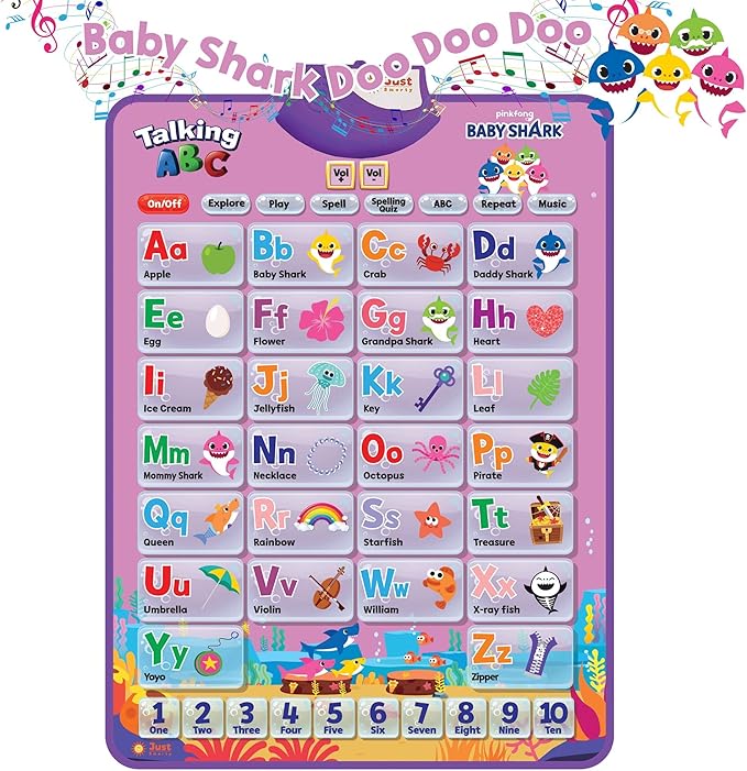 Pinkfong BabyShark Alphabet & Number Learning Toy for Girls Pink Edition | PinkFong Official Song Musical Mat | Best Birthday 1 Year Old Toys | Baby Shark Toys for Toddlers 1-3 | Baby Shark Games