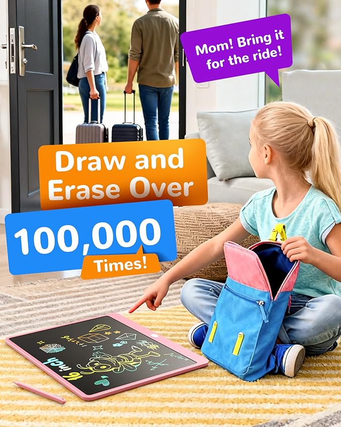 KOKODI LCD Writing Tablet, 16 Inch Colorful Toddler Doodle Board Drawing Tablet, Erasable Reusable Electronic Drawing Pads, Educational and Learning Toy for 3-6 Years Old Boy and Girls