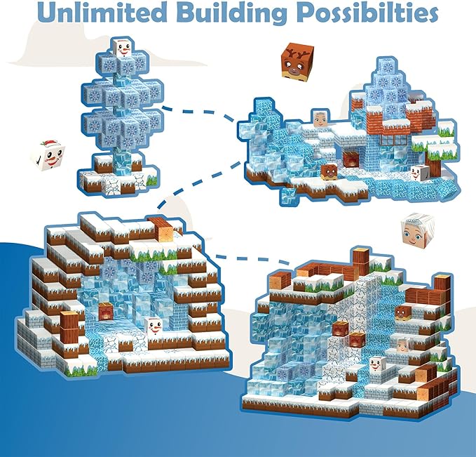 Magnetic Building Blocks Construction Set, Educational STEM Toy (Ice-Castle)