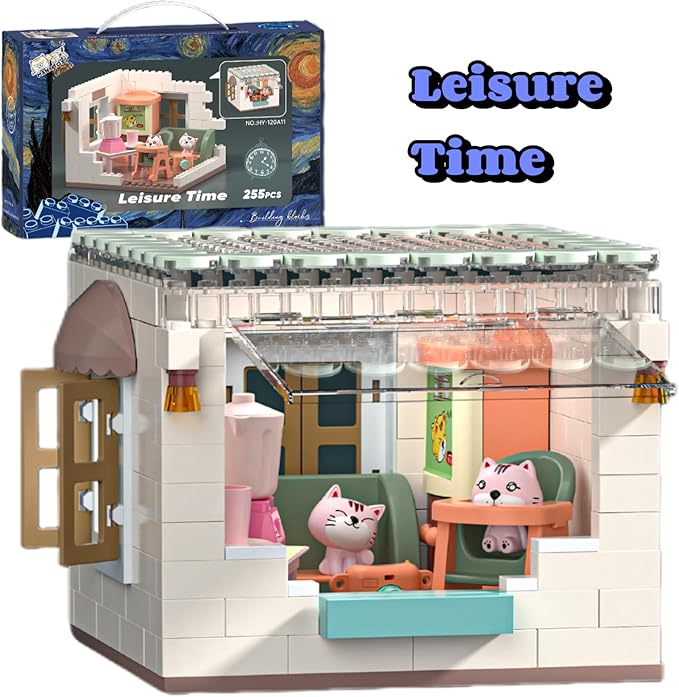 Koko's Cat Town DIY Miniature House Kit,Tiny House Living Room Building Kit,Purrfect Dollhouse with 255PCS,Cat Toys Gift for Teens Kids Ages 3+,Dollhouse for 3 and up