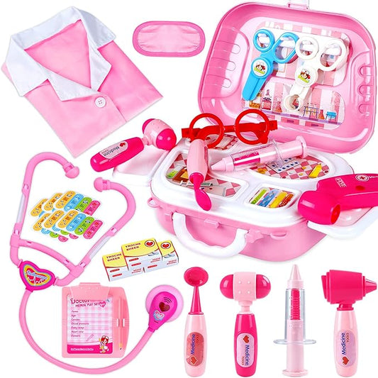 Kids Doctor Kit for Girls, Doctors Set for Toddlers 22 Pieces Doctor Play Gift for Kids Medical Toys Set with Roleplay Doctor Costume Toddlers Ages 2 3 4 5 6 Year Old