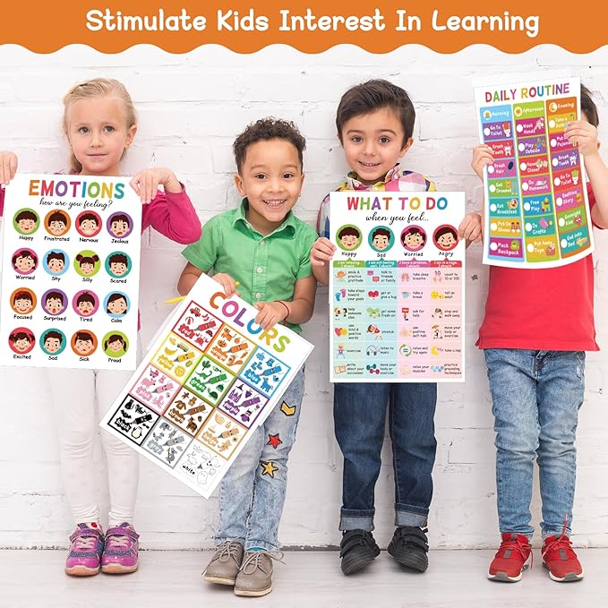 18 Educational Posters for Toddlers 1-3, Learning Posters for Kids Ages 3-5, ABC Poster Alphabet Poster for Preschoolers, Kindergarten Preschool Posters for Wall, Homeschool PreK Classroom Must Haves