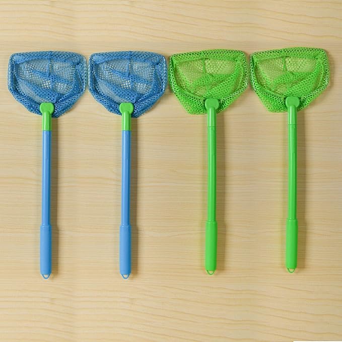 Coopay 4 Pieces Fishing Net Catching Bug Nets Fish Butterfly Nets Beach Toys for Kids Outdoor Playing (Blue, Green)