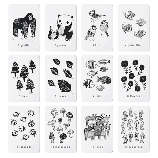 Wee Gallery Educational Flashcards for Babies, Double Sided Black and White Learning Flash cards, Nature Number Cards for Visual Stimulation and Cognitive Development of Infants and Toddlers