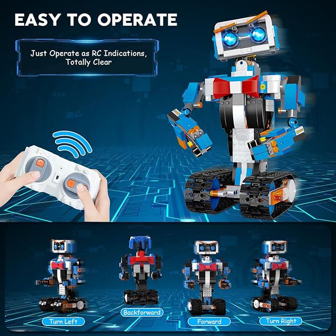 okk Robot Building Toys for Boys, STEM Projects for Kids Ages 8-12, Remote & APP Controlled Engineering Learning Educational Coding DIY Building Kit Rechargeable Robot Toy Gifts for Girls
