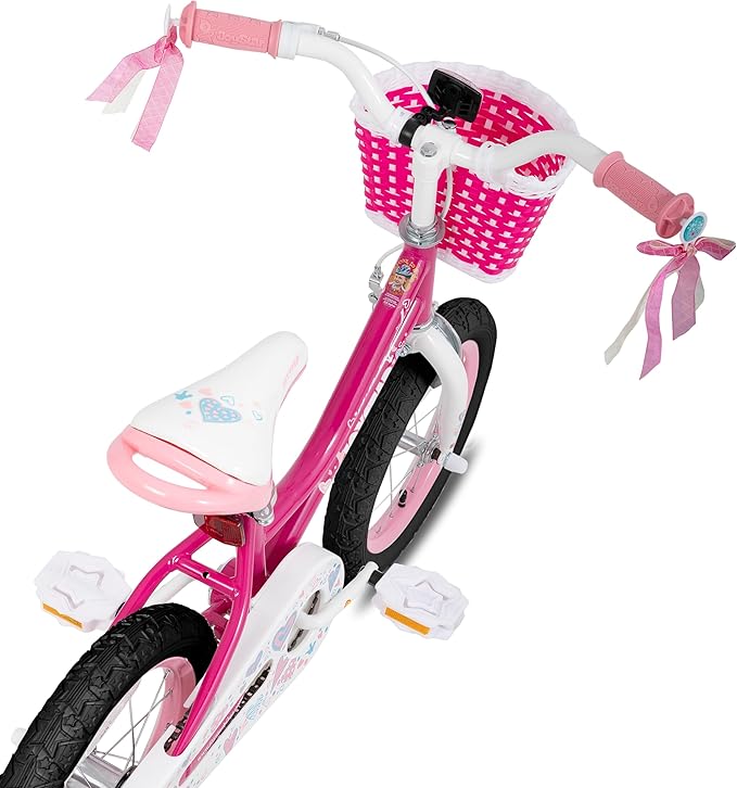 JOYSTAR Angel Girls Bike for Toddlers and Kids Ages 2-13 Years Old, 12 14 16 18 20 Inch Kids Bike with Training Wheels & Basket, 20 24 Inch Girls Bicycle with Handbrake & Kickstand
