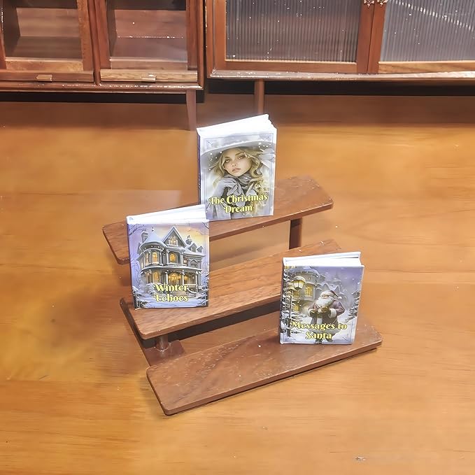 1:6 Scale Premium DIY Miniature Christmas Story Books Set with Text and Enchanting Illustrations for Dollhouse - 3 Pack