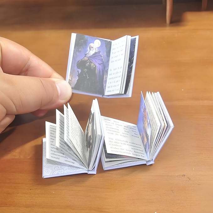 1:6 Scale Premium DIY Miniature Christmas Story Books Set with Text and Enchanting Illustrations for Dollhouse - 3 Pack