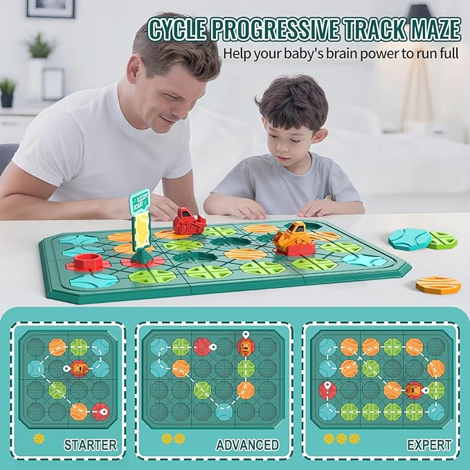 Kids STEM Board Games Educational Learning Toys，Logic Road Builder Games，Brain Teasers Puzzles Toys，Montessori Preschool Birthdays Gifts for Kids Ages 4 5 6 7 Year Old Boys Girls