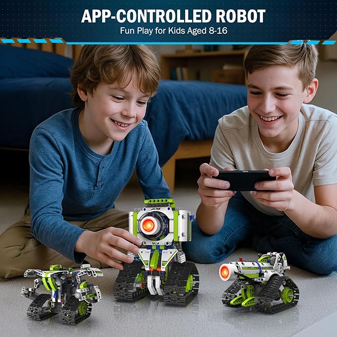 Robot Building Toys with Remote Control, STEM Christmas Birthday Gifts for Kids Boys Ages 8-13, 5 in 1 Science Kit Robotic Models with 337 Pieces