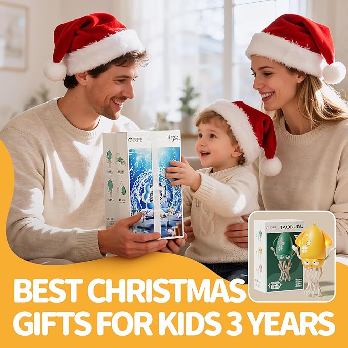 Electric Crawling Octopus Toy with LED Lights & Music, Smart Obstacle Avoidance, Interactive Auto-Dance Octopus for Gifts, Toddlers, Indoor Fun, Brings Endless Giggles (Yellow)