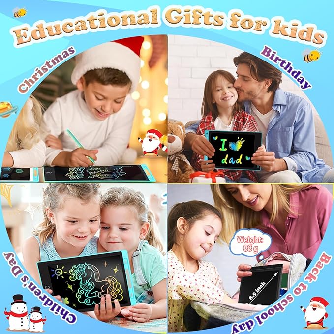 6 Pack LCD Writing Tablets for Kids, 8.5 Inch, Toddler Toys Birthday Gifts for Ages 3-8 Boys Girls, Colorful Doodle Board Drawing Tablet for Learning and Education (Six Colors Available)