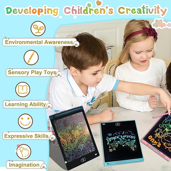 6 Pack LCD Writing Tablets for Kids, 8.5 Inch, Toddler Toys Birthday Gifts for Ages 3-8 Boys Girls, Colorful Doodle Board Drawing Tablet for Learning and Education (Six Colors Available)