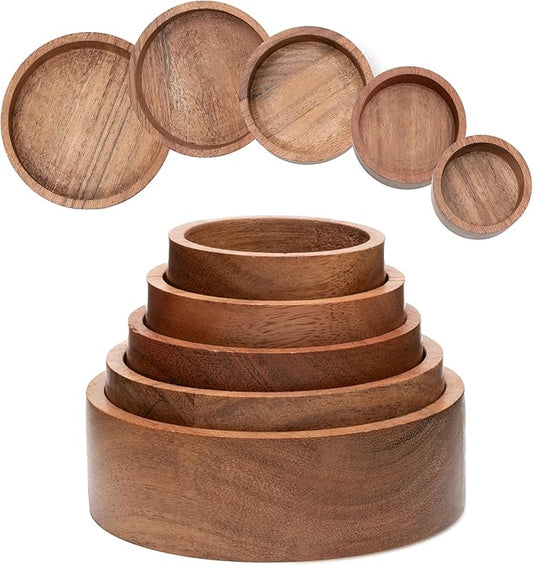 Wooden Stacking Bowls – Montessori Nesting Toy for Sensory Play & Fine Motor Skills, Natural Acacia Wood