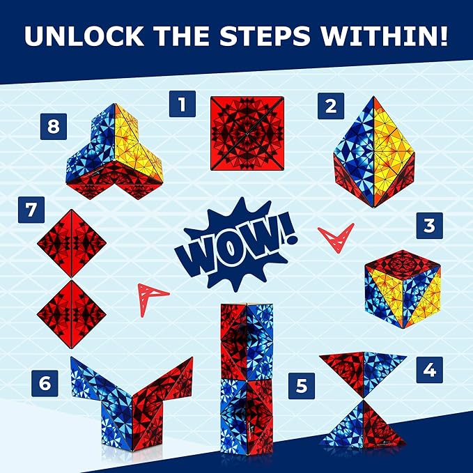 Shashibo Squared Shape Shifting Box – Next Generation XL STEM Magnetic Fidget Cube That Transforms Into Over 70 Shapes – Pairs w/All Shashibo Cubes - Download Fun in Motion Toys Mobile App (Primary)