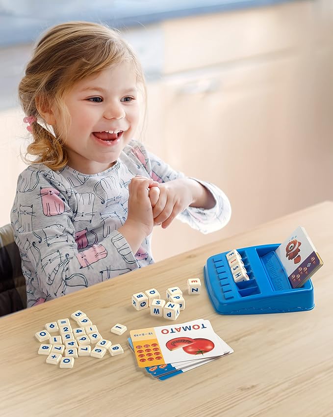 Coogam Matching Letter Game, Alphabet Spelling Reading Flash Cards, Math Number Words Puzzle Montessori Early Learning Educational Gift Toys for 3 4 5 Year Old Kids